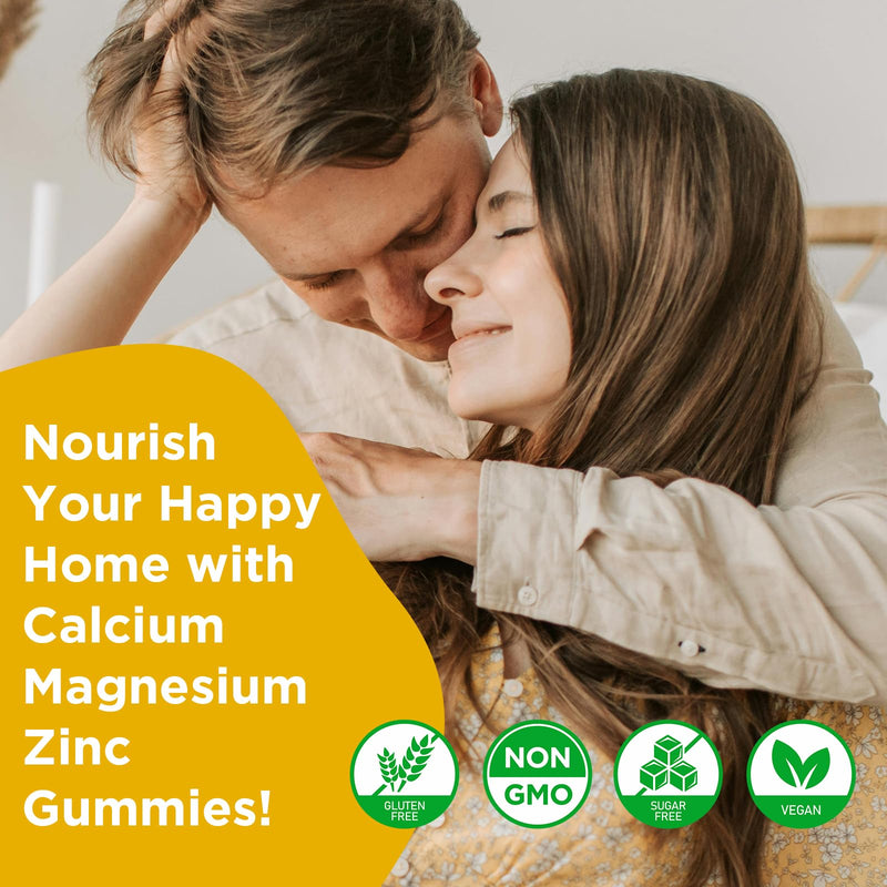 Calcium Magnesium Zinc Gummies with Vitamin D3, Sugar Free Calcium Gummies for Women Men, High Potency Magnesium for Bone & Muscle & Immune Health, Pineapple Flavor - 120 Count 60 Count (Pack of 2)