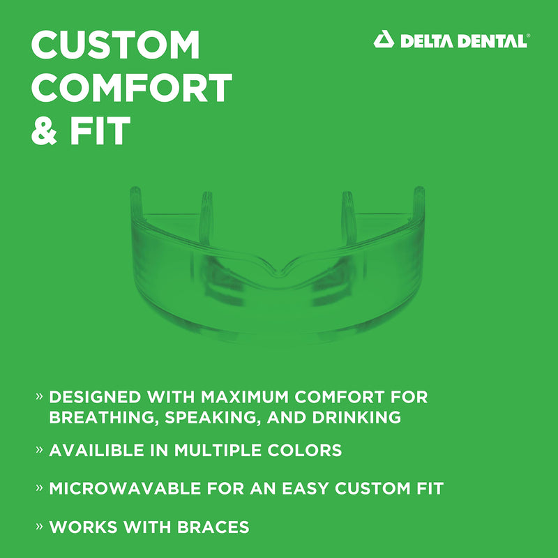 Delta Dental Athletic Sports Mouth Guard - ADA Accepted - 2X the Impact Absorption of Traditional mouthguards for Contact Sports - Works with Braces (Adult, Clear) 2 Pack Adult - BeesActive Australia