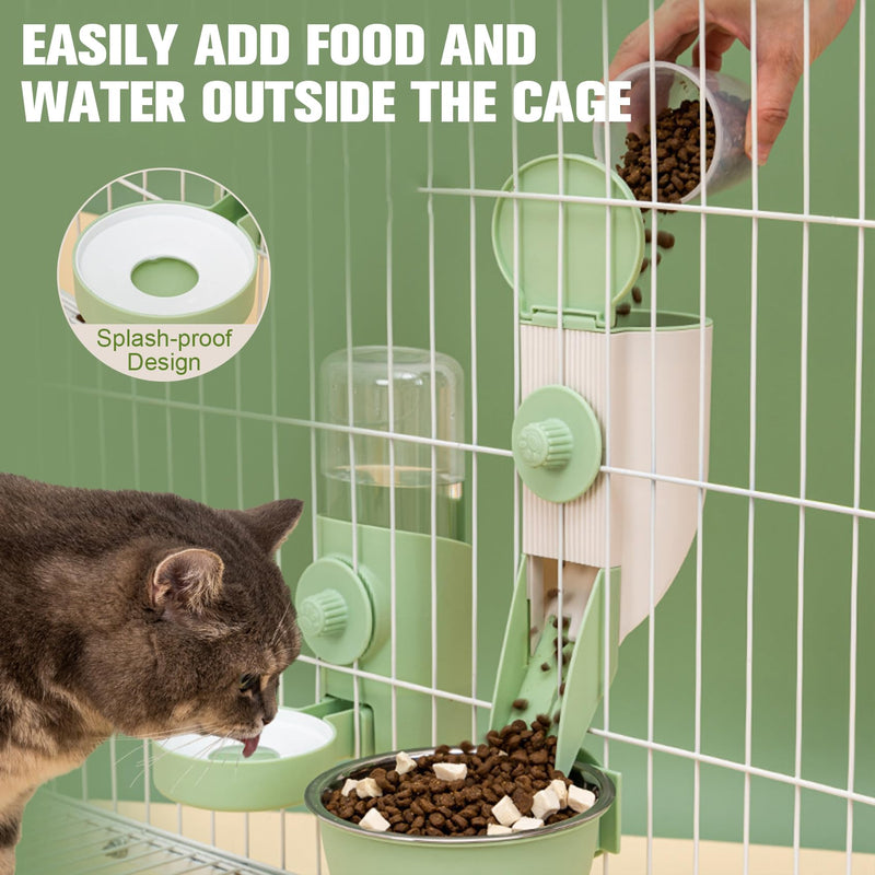 Rabbit Automatic Food Feeder with 30oz Bowl and 500ml Water Dispenser Bunny Gravity Feeding Station Waterer Set Hanging Self-Dispensing Feeder for for Cages,Ferret,Guinea Pigs Chinchillas Hedgehog GREY - BeesActive Australia