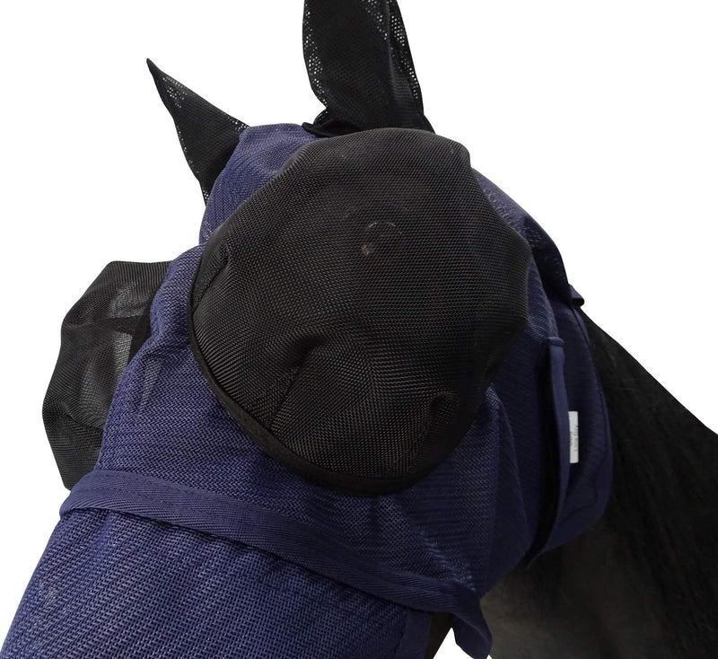 Mesh Fly Mask with Ears Nose UV Protection Full Face for Horse/Cob (Horse, Navy) - BeesActive Australia