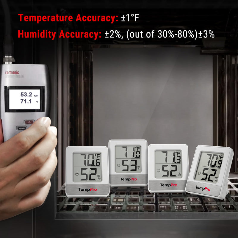 TempPro TP49 2 Pieces Digital Hygrometer Indoor Thermometer Humidity Meter Mini Hygrometer Thermometer with Temperature and Humidity Monitor Room Thermometer (Previously ThermoPro) White Indoor Thermometer