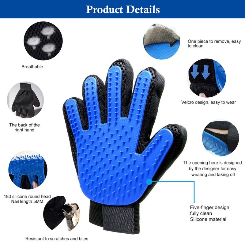 Cat glove, grooming glove cat, double-sided pet glove brush, cat brush, cat brush short hair, animal hair brush, dog brush long hair, cat brush, cat brush long hair, 2 pieces - BeesActive Australia