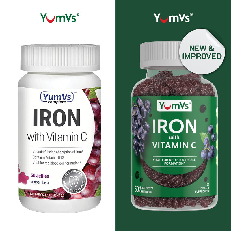Iron Gummies Supplement with Vitamin C – 10 mg Iron Supplement – Great-Tasting Gummies Grape Flavor – Supports Immune Health & Helps with Iron Deficiency – Vegan, Kosher, Non-GMO – 60 Count 60 Count (Pack of 1)