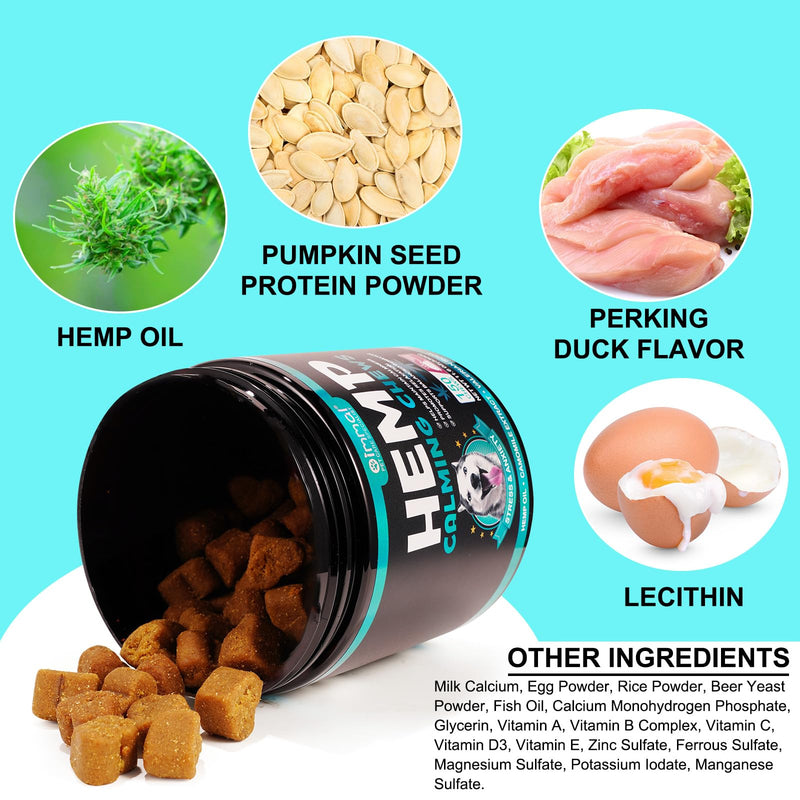 Calming Treats for Dogs, 150 Chews Hemp-Based Calming Chews for Dogs – Supports Relaxation During Separation, Barking, Fireworks & Thunderstorms – with Natural Ingredients (Peking Duck) Peking Duck