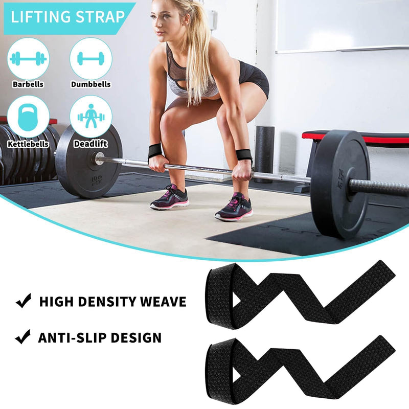 Barbell Pad Set for Squat,10 PCS Hip Thrusts Workout Foam Weight Lifting Bar Cushion with 2 Gym Ankle Straps,3 Hip Resistance Bands,2 Lifting Strap,Barbell Pad and Carry Bag Black 9 PCS - BeesActive Australia