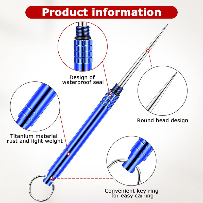 CHENGU 5 Pieces Metal Titanium Toothpicks Portable Toothpick Keychain with Protective Holder Stainless Steel Teeth Toothpick Reusable Toothpicks Pocket Toothpicks for Picnic Camping Traveling(Blue) Blue - BeesActive Australia