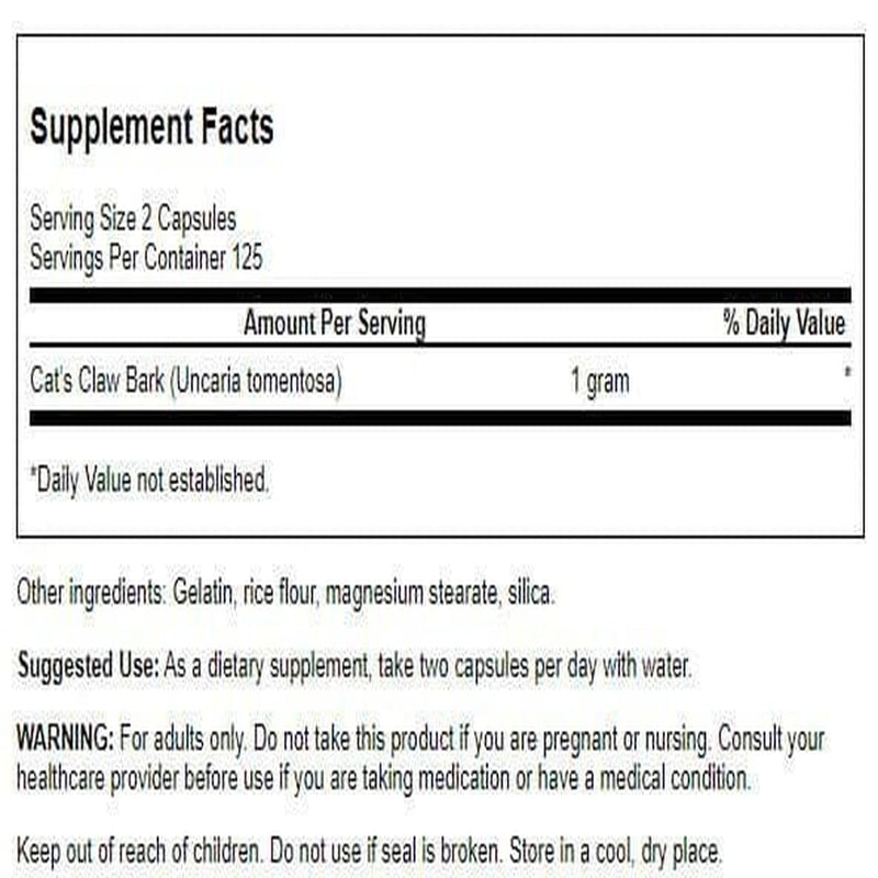Swanson Full Specturm Cat's Claw - Antioxidant Support - Movement & Flexibility Support 500 mg 250 Capsules - BeesActive Australia