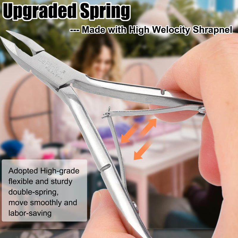 LePinko 4 Packs Upgraded Cuticle Trimmer kit, Sharp Dead Skin Clipper, Labor-saving Cuticula Remover for Fingernail Toenail, Manicure Pedicure Tool for Women Men, 5mm Jaw Silver - BeesActive Australia