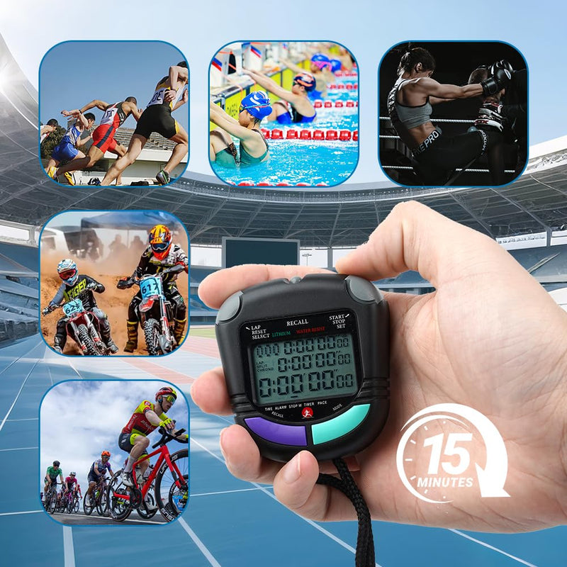 Professional Timer Stopwatch, Digital Sports Stopwatch with Countdown Timer, 100 Lap Memory, 0.01 Second Timing,Multi Functional Stopwatch for Swimming Running Rowing - BeesActive Australia