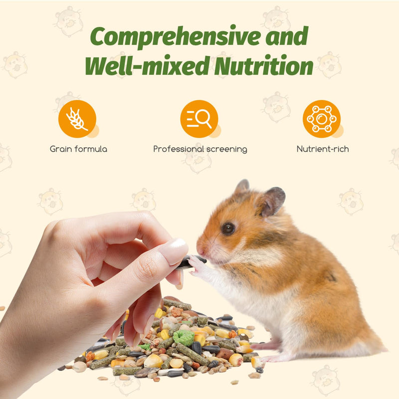 Nobleza - (500g) balanced hamster food, staple food for hamsters with vegetables, natural rodent food for guinea pigs with vital vitamins and minerals - BeesActive Australia
