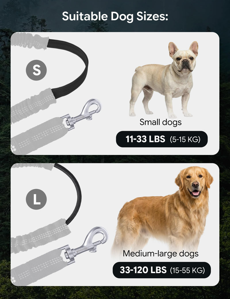 Dog Leash Hands Free, Waist Leash for Dog Walking with Pouch Removable| Shock Absorbing Bungee| Thickened Lumbar pad & Comfortable Dual Handles| Dog Running and Training,for 33-120lbs Dogs Large Black