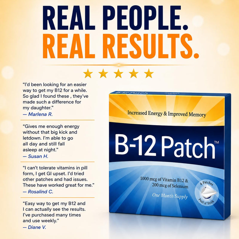 Vita Sciences Vitamin B12 Patch - Extra Strength Formula for Men and Women, 1 Month Supply. Boost Energy, Focus, Memory & Metabolism | 1000 mcg Vitamin B12 Patch for Energy, Focus, Memory, Metabolism & Wellness for Convenient Daily Use.