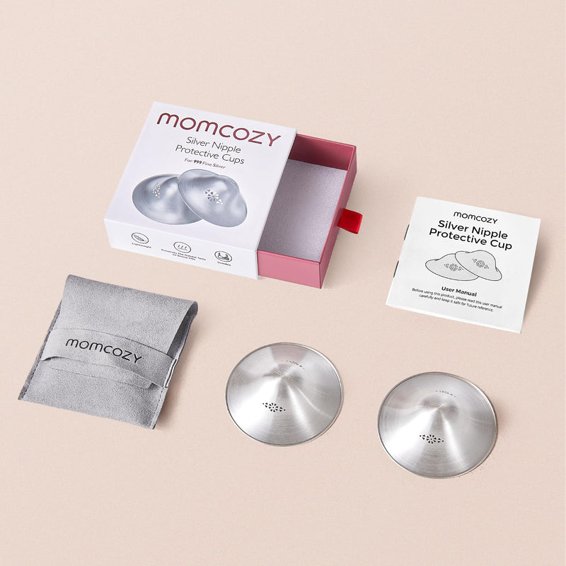 Momcozy 999 Silver Nursing Cups Original Perforated Breathable Design, 999 Silver Nipple Cover for Breastfeeding Essential, Silver Nipple Shield for Nursing Newborn, Metal Nipple Shields, Regular Size - BeesActive Australia