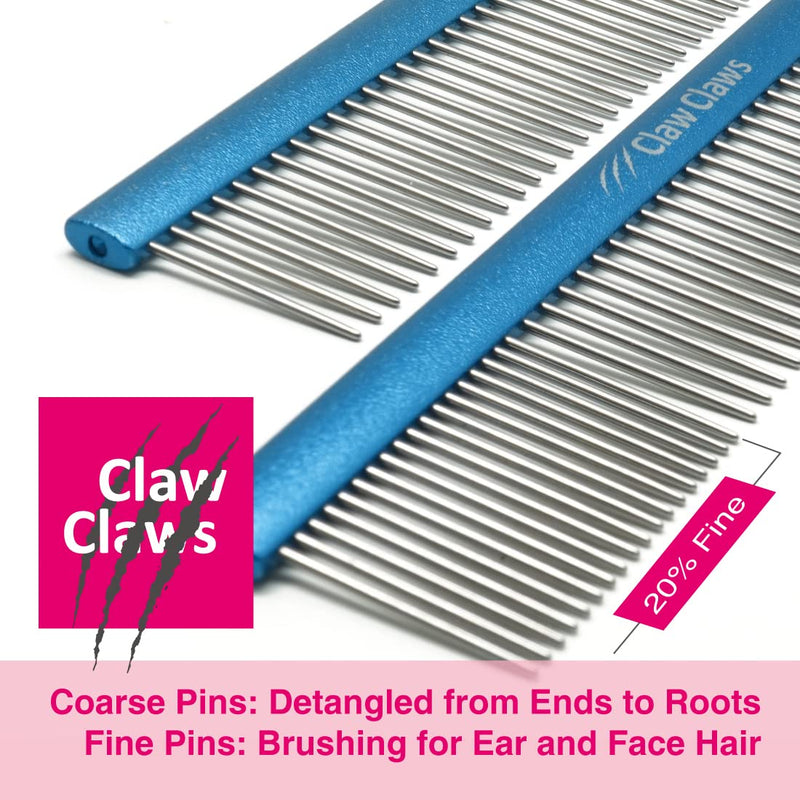 Greyhound Oval Grooming Comb – Aluminum handle, Stainless Steel Teeth Comb for Long-Haired Dogs & Cats, Removes Mats, Tangles, and Loose Fur – Lightweight for Deshedding (Silver/Blue, 9.8") Silver/Blue 9.8" - BeesActive Australia