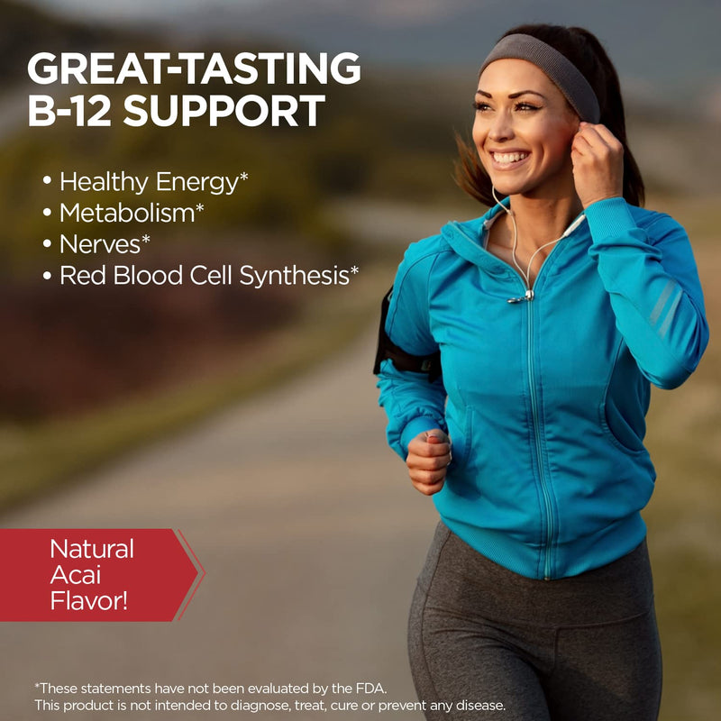 KAL Vitamin B-12 Methylcobalamin Lozenges 5000mcg, Healthy Energy, Metabolism, Nerve & Red Blood Cell Support,* Optimal Absorption, Natural Acai Flavor, Vegan, Sugar Free, 60 Servings, 60 Lozenges Acai Berry 60 Count (Pack of 1)