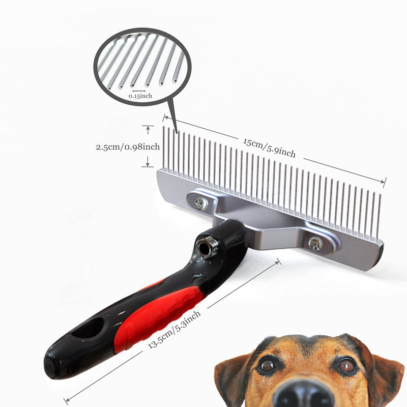 Undercoat Rake for Dogs, Extra-Large Rake Comb Long Hair Dog Rake with Anti-Slip Handle, Grooming Brush for Double Coat Dogs Golden Retriever German Shepherd Horse