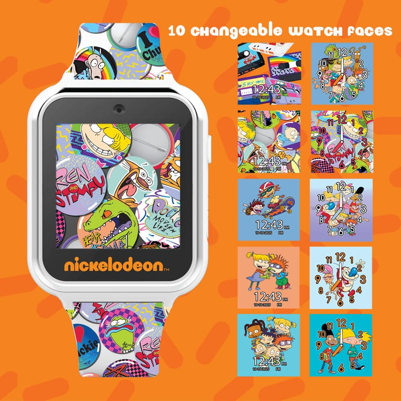 Accutime Nickelodeon Educational Learning Touchscreen Kids Smartwatch - Multicolor Strap Toy - Girls, Boys, Toddlers - Selfie Cam, Games, Alarm, Calculator, Pedometer (Model: NIC4025AZ)