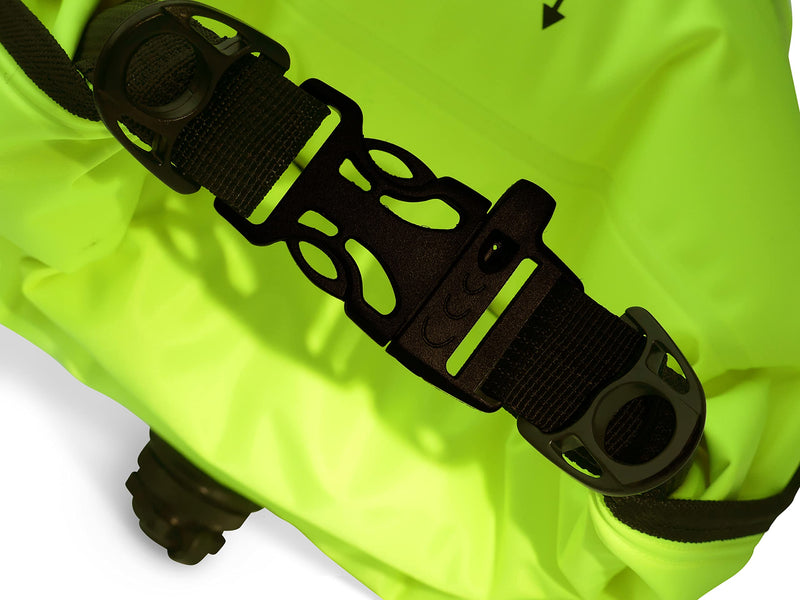 Swim Buoy Dry Bag | Double Chamber Dry Bag with Handles, Nutrition Pouch and Whistle | Flourcesent Yellow Swimming Tow Float - BeesActive Australia