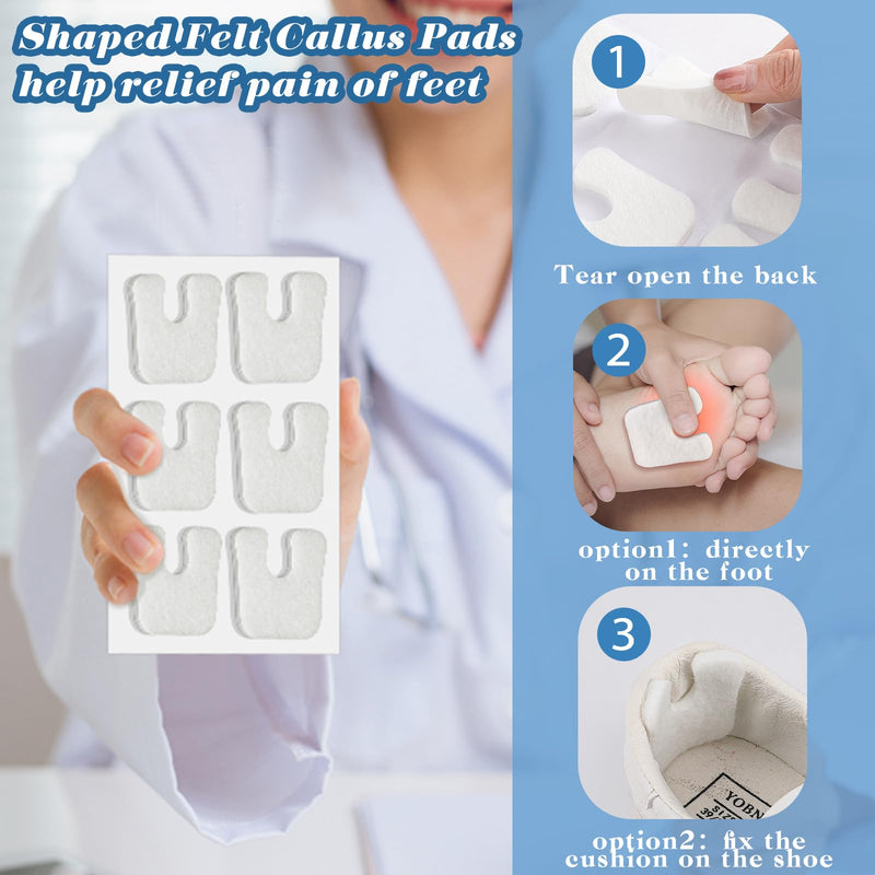 60 Pads U-Shaped Felt Callus Pads Thick Callus Cushions Adhesive Metatarsal Foot Forefoot Horseshoe for Feet Pain Relief, Keep Calluses from Rubbing on Shoes for Men Women 60 - BeesActive Australia