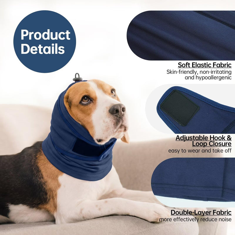 IECOii Dog Ear Wrap Hematoma Head Wrap For Dogs,Pet Calming Hood for Bathing,Anxiety Relief & Noise Protection,No Shake Ear Wraps,Adjustable Anti-Slip Head Covers Muffs,Fireworks Grooming,Blue,XL X-Large（Neck Girth:17.7") Blue