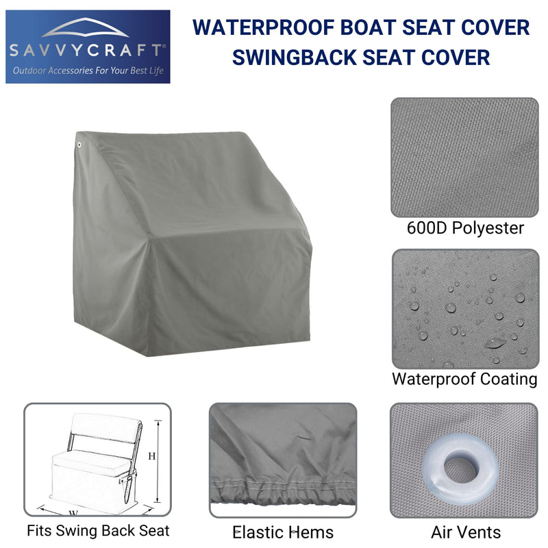 Savvycraft Waterproof Boat Swing Back Seat Cover, Leaning Post, Swingback Cooler Boat Seat Cover 20" Dx 36" W x 36" H Gray S8: Swing back seat, 20"D x 36"W x 36"H