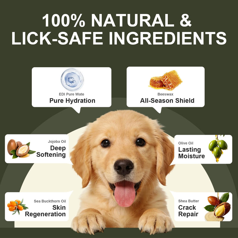 Dog Paw Balm & Nose Butter with Sea Buckthorn | Winter Ice Melt & Hot Pavement Paws Protector | Gentle Moisturizer & Soother for Dry Cracked Pads & Snout Unscented (60g / 2.1oz)