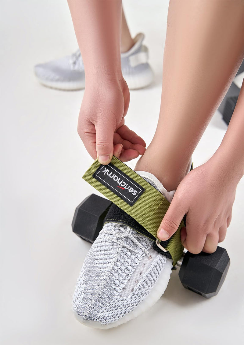 Feet Dumbbell Attachment,Tibialis Trainer, Feet Weight Lifting Dumbbell Ankle Strap,Leg Lift Exercise Equipment Army Green-2pcs