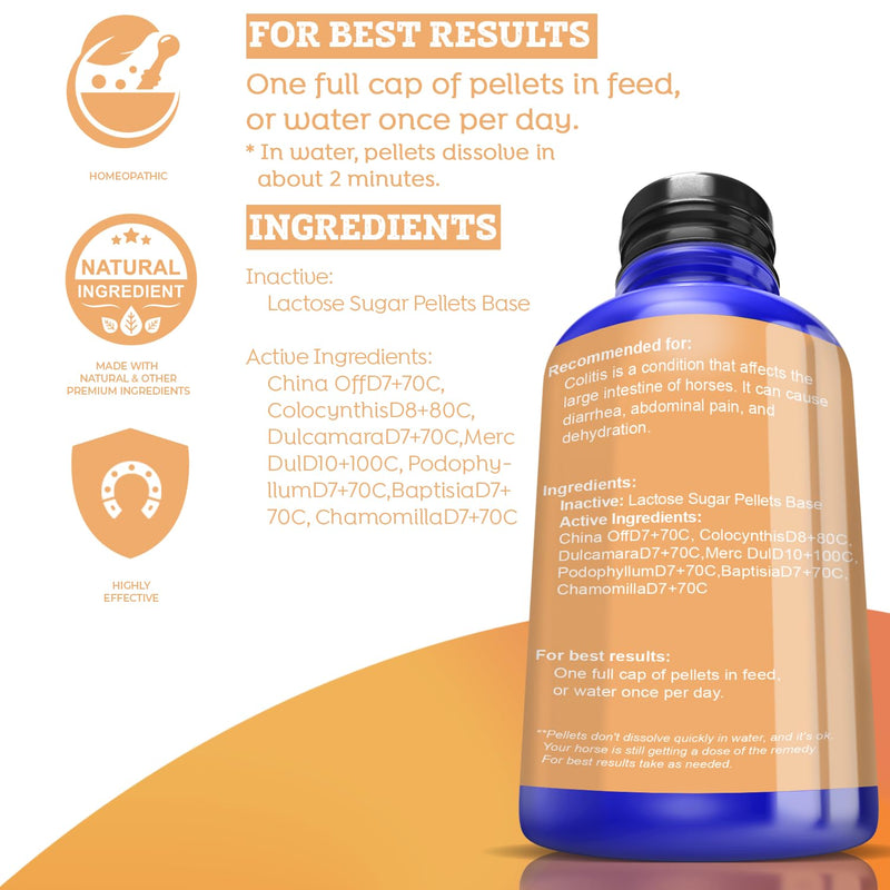 Animals 4Ever All-Natural Horse Colitis Support - Helps Prevent Diarrhea & Dehydration - Supplements for Horses - Homeopathic & Highly Effective - 300 Tablets - BeesActive Australia