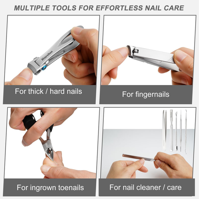 Nail Clippers Kit, 8-Piece Stainless Steel Toenail & Fingernail Clipper with Nail File & Cleaner, Precision Sharp Blade for Easy Clean Cut, Ideal for Men, Women, Seniors, Gift Pack - BeesActive Australia