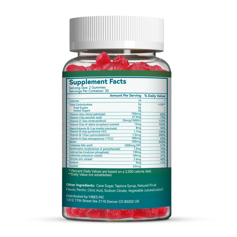 Multivitamin Gummy for Women 50 and Over, 60 Vegan Count, Strawberry Flavor | Women's Multivitamin Contains Vitamin C, D3, B Vitamins, Calcium, Biotin, and Zinc, Immune and Energy Support, Bone Health 60 Count (Pack of 1)