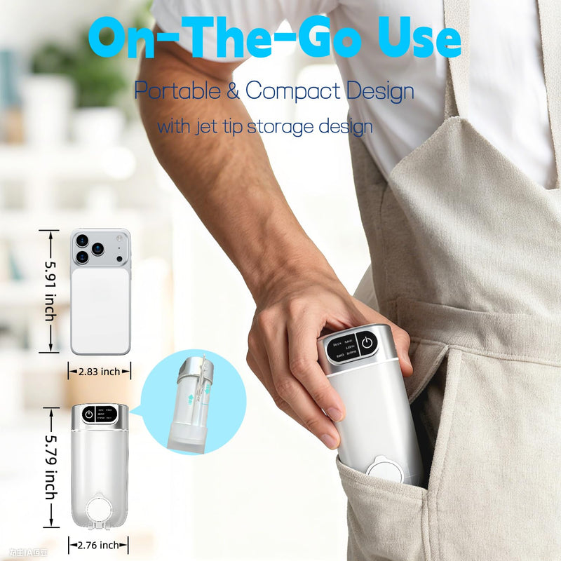 OFATRYLA Water Dental Flosser for Teeth,Cordless Portable Oral Irrigator with 300ML Telescopic Water Tank,5 Modes IPX7 Waterproof Travel Rechargeable Flossing Cleaning Picks for Brace,Gums White