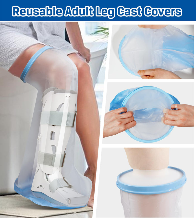 Blueash Waterproof Extra Wide Leg Cast Cover for Shower Adult, Reusable Extra Large Leg Shower Casts Cover with Non-Slip Bottom for Adults Large Casts Surgery Shower Boots - BeesActive Australia