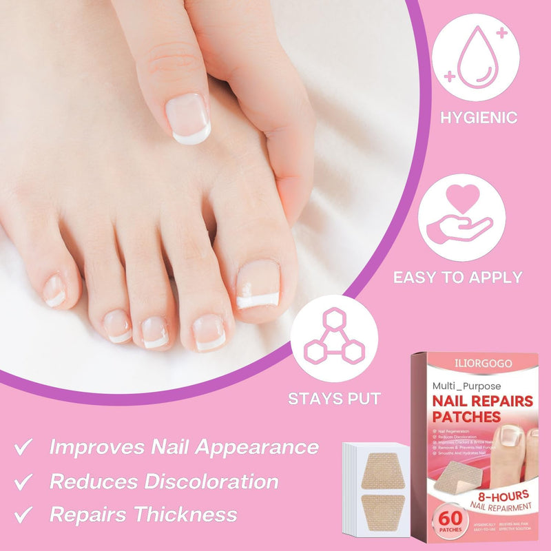 Fungal Nail Patches 60 Pcs – Extra Strength Hydrogel Treatment for Toenail Fungus, Upgraded Overnight Repair Nail Patches, 8-Hour Nighttime Nail Fungus Patches for Nail Fungus Treatment - BeesActive Australia