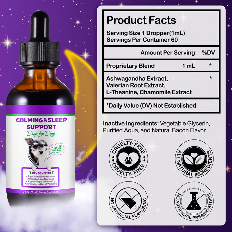 Melatonin for Dogs & Cats, Dog Melatonin, Promote Relaxation & Deep Sleep for Cat & Dog, Helps with Noise, Fireworks, Separation Anxiety & Travel & Stress Anxiety