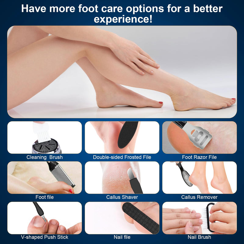 Electric Foot Callus Remover, IPX7 Waterproof Pedicure Kit Rechargeable Calloused Feet Remover Tool with LCD Display, 2-Speed Dual Motors for Efficient Exfoliation of Dead Skin on Feet - BeesActive Australia