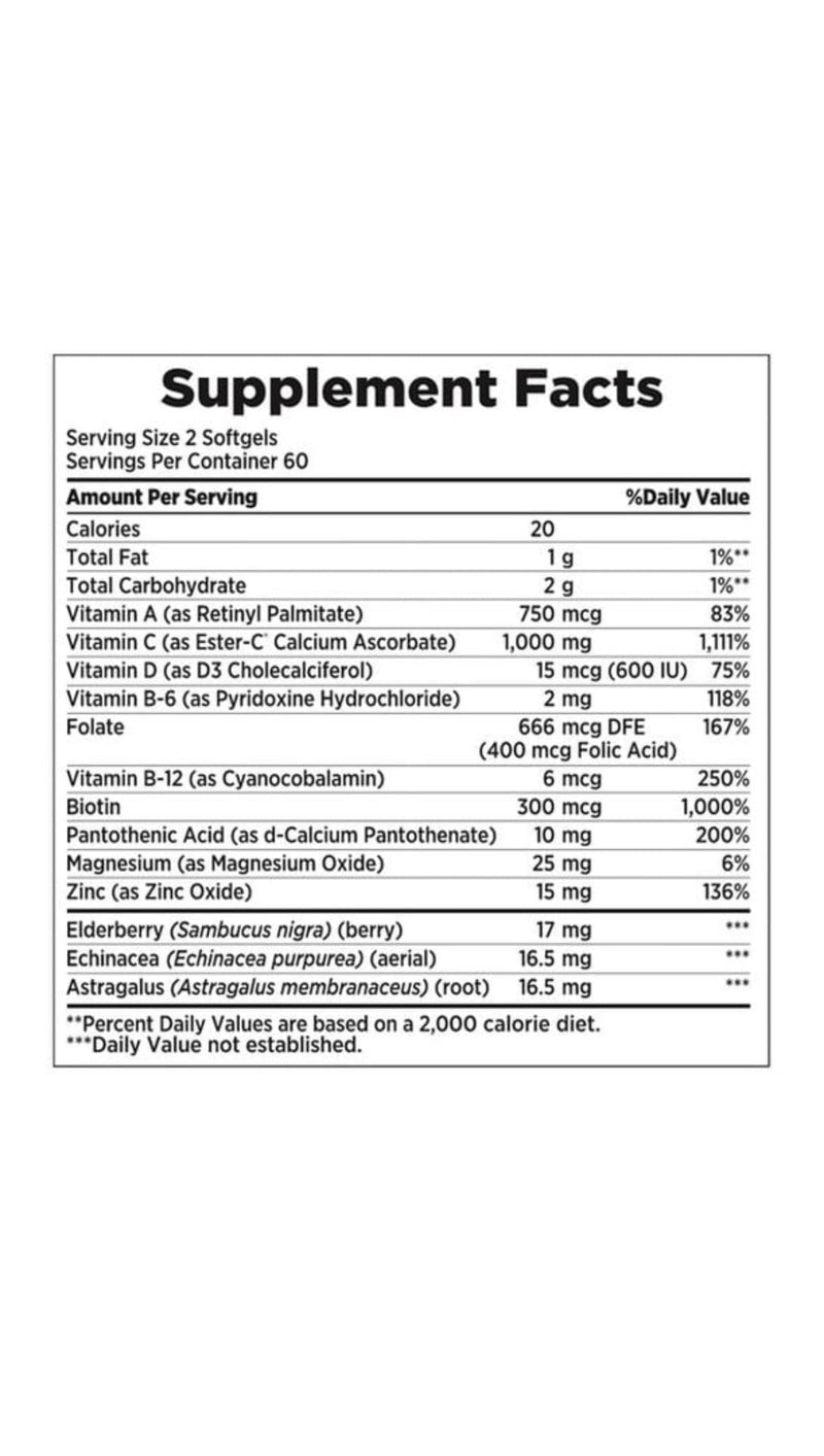 Nature S Bounty 24 Hour Daily Immune Support Vitamin C with Zinc and Vitamin D, 120 Softgels - BeesActive Australia