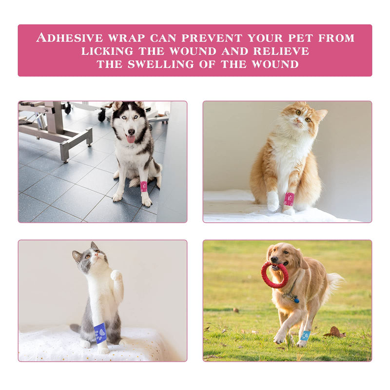 Vet Wrap Self Adhering Bandage Wrap Cohesive Bandage Multi-Function Wrap Tape for Dogs Cats Horses Birds Animals Non-Woven Strong Sports Tape for Wrist Healing Ankle Sprain & Swelling 12 Rolls 2inch Mixed-1 12 Rolls - BeesActive Australia