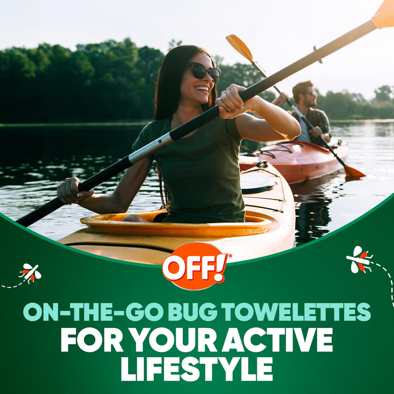 OFF! Deep Woods Mosquito and Insect Repellent Wipes, Long lasting, 12 Individually Wrapped Wipes