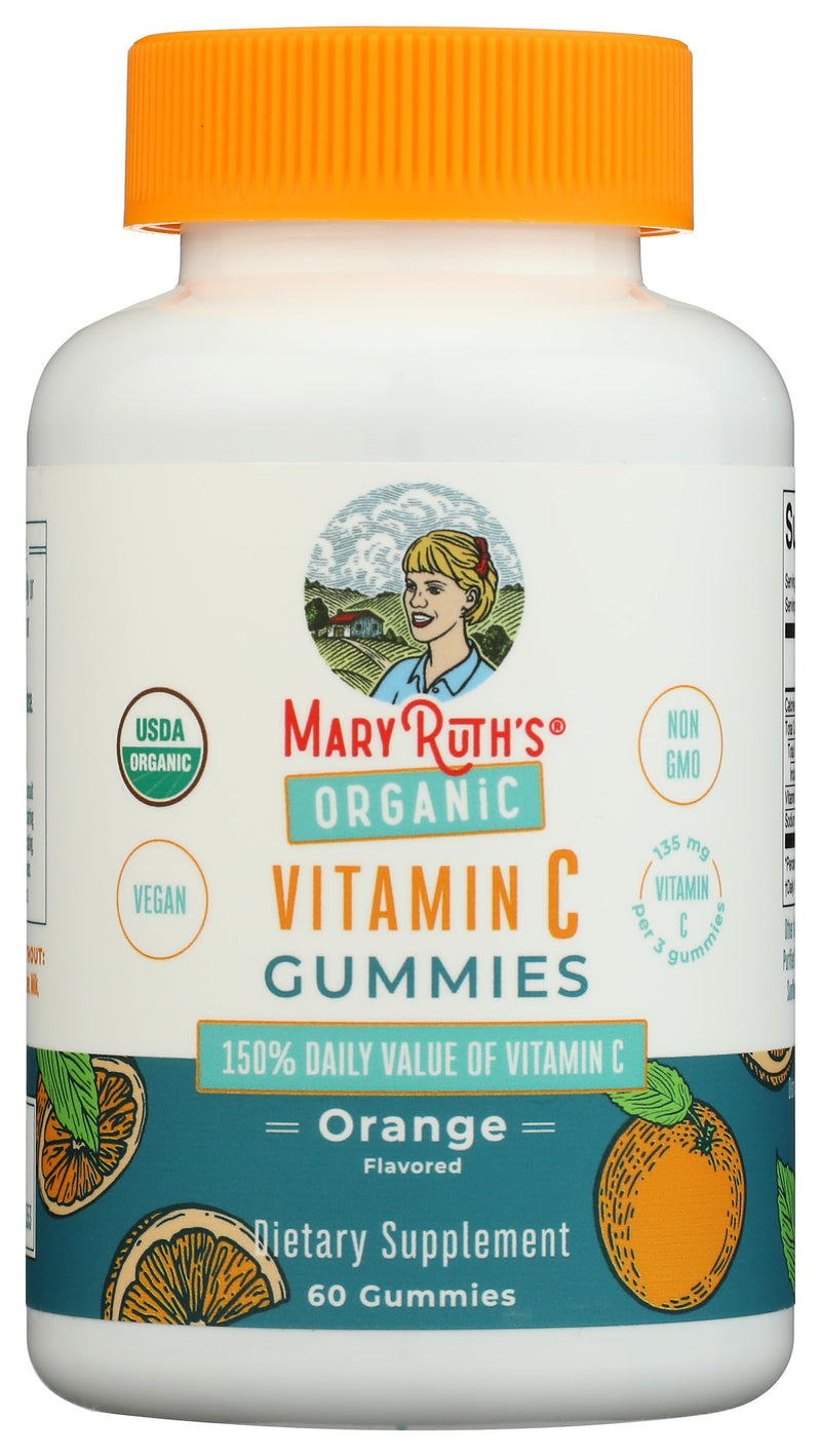 MARYRUTH'S USDA Organic Vitamin C Gummies, Antioxidant, Non-GMO, 60 Count | Vegan Chewable for Ages 14+, Immune Support & Overall Wellness, Gluten Free Adults