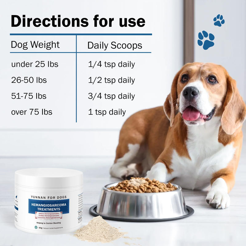 Quick Stop Bleeding for Dogs, Natural Yunnan Sanqi & Herbal Powder, Supports Internal Bleeding, Hemangiosarcoma, Bloody Stools, Post-Surgical Recovery, Ulcers, Severe Bruising, 60g