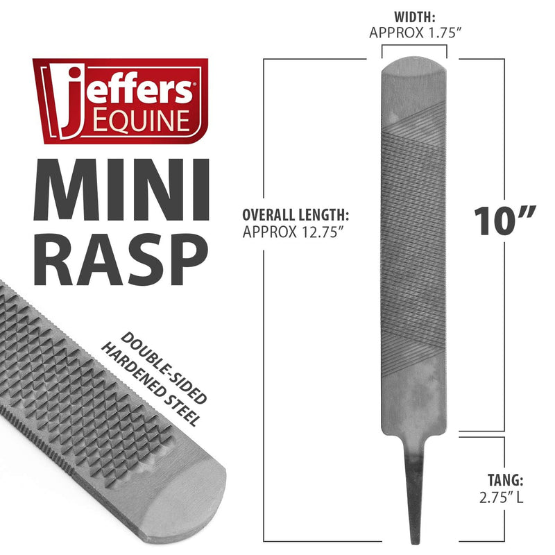 Jeffers Livestock Mini Hoof Rasp for Goats, Sheep, Pony, Mini Horses, Foals – 10" Ergonomic Steel Hoof Trimming Tool with 6 Teeth per Row – One Hand Use, Compact Farrier Hand Rasp