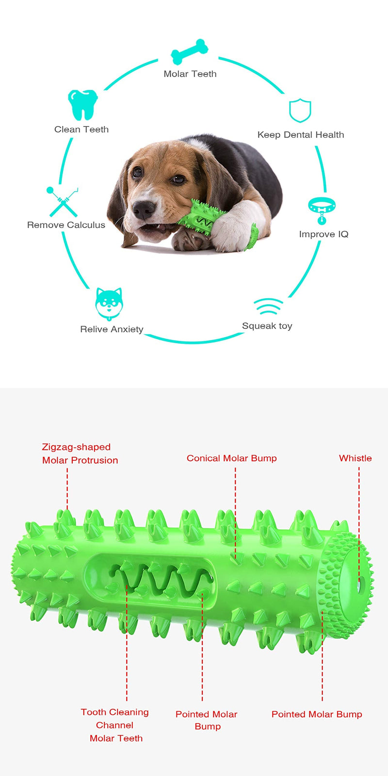 Dog Chew Toys for Aggressive Chewers, Dog Toothbrush Care Cleaning Stick, Puppy Toothing Chew Toy for Small Middle Dog - BeesActive Australia