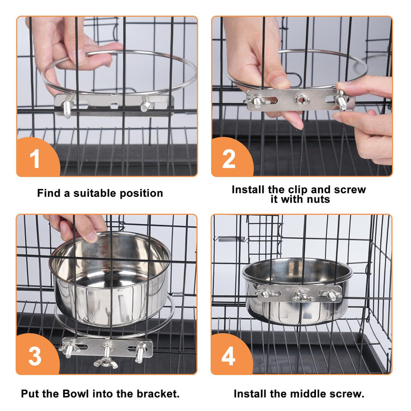 Dog Crate Water Bowl No Spill, Dog Bowls for Small Size Dog, 2 Pack Kennel Water Food Bowls Hanging, Stainless Steel Crate Cage Feeder Dish Bowl for Dogs Small Animals - BeesActive Australia