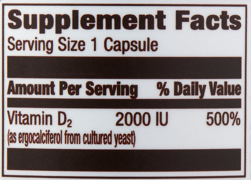 Amazon Elements Vitamin D2 2000 IU, Vegan, Supports Strong Bones and Immune Health, 2 Month Supply (Packaging May Vary), 65 Capsules (Pack of 2) 65 Count (Pack of 2)