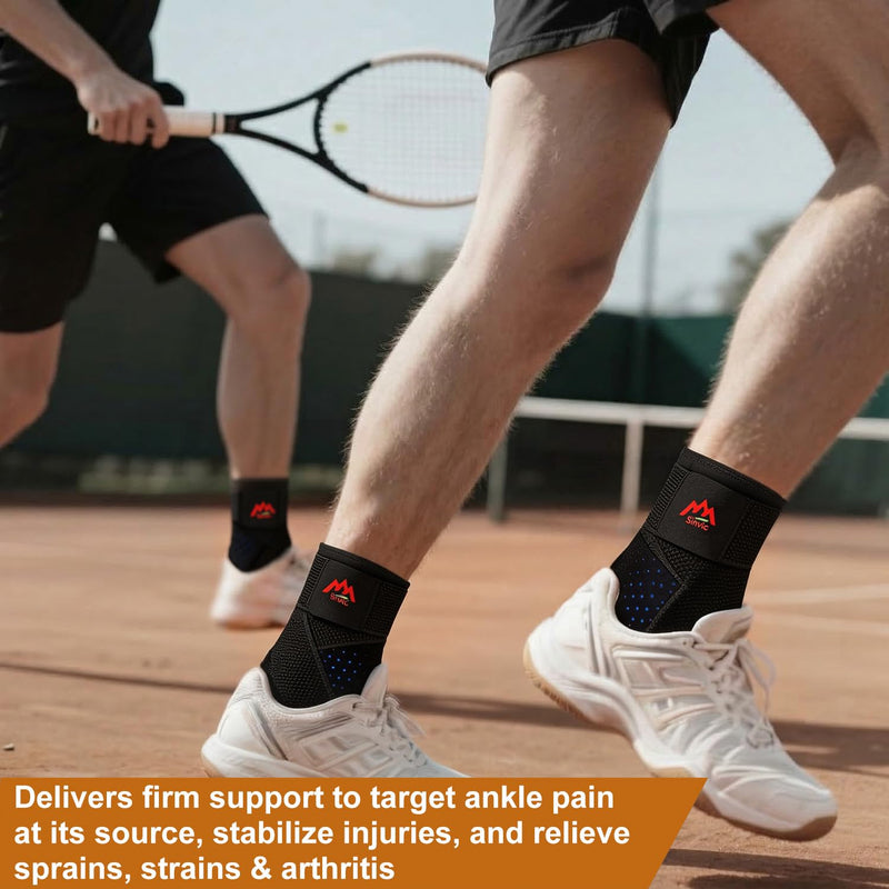 2 Packs Adjustable Ankle Brace for Sprained Ankle- Stabilizes Joints, Prevents Sprains, Breathable Neoprene Ankle Support Brace with Strong Stability Great for Basketball, Running & Daily Wear Large Classic Black - BeesActive Australia