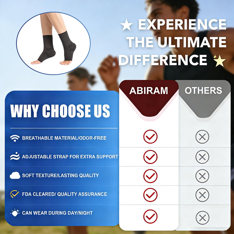 ABIRAM Ankle Brace for Men & Women - Adjustable Compression Sleeve with Wrap for Sprained Ankle, Plantar Fasciitis, Achilles Tendonitis - Breathable Support for Running, Volleyball, Basketball - L Black Large - BeesActive Australia