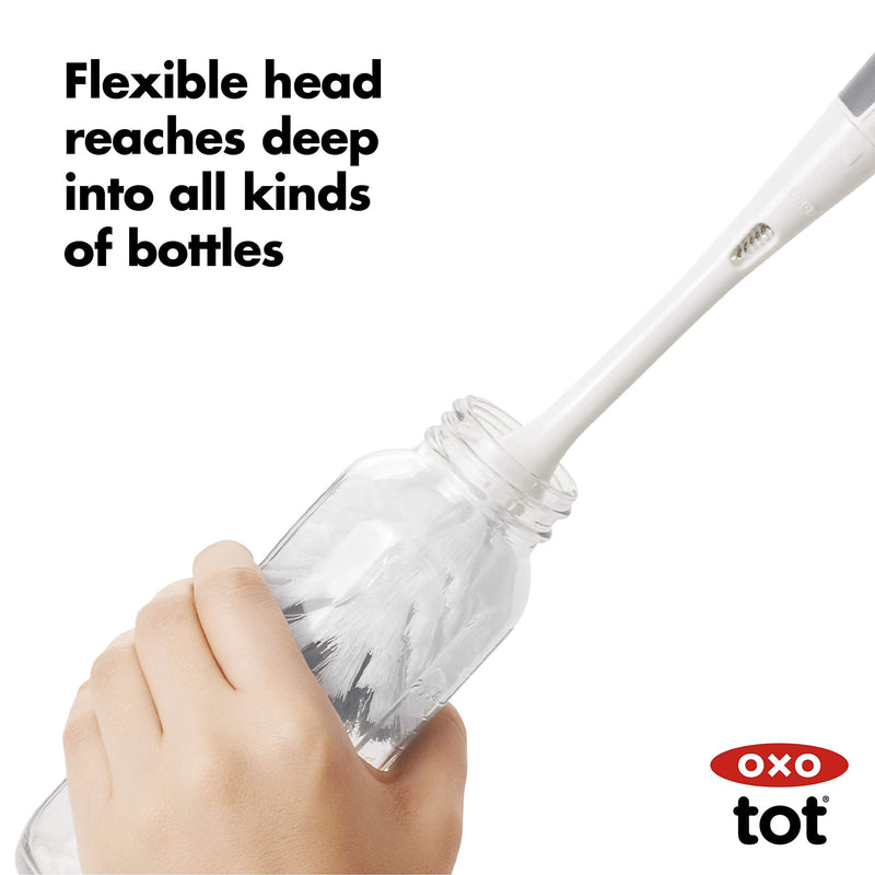 OXO Tot Bottle Brush with Nipple Cleaner and Stand - Gray 1 Count (Pack of 1) - BeesActive Australia