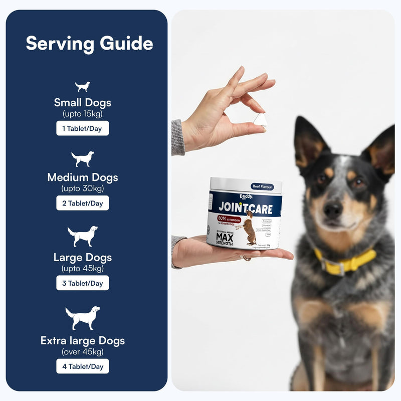 Joint Supplements for Dogs Max Strength Glucosamine & Chondroitin with Green Lipped Mussel for Dogs & MSM For Severe Joint Stiffness, Mobility & Dog Pain Relief Anti Inflammatory Beef Max Strenght