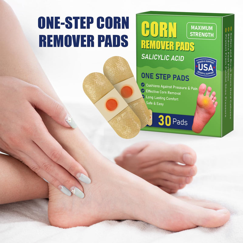 WABRINY Maximum Strength Corn Removers Pads for Feet and Toes, Fast Effective Foot Corn Removal Bandages for Kids Adults, All-Day Pain Relief, 30 Pack 30 Count (Pack of 1) - BeesActive Australia