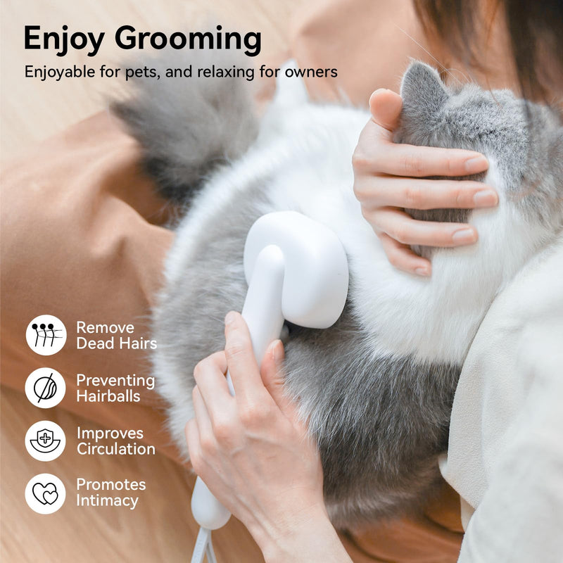 aumuca Cat Brush for Shedding, Cat Brushes for Indoor Cats, Cat Brush for Long or Short Haired Cats, Cat Hair Brush Cat Grooming Deshedding Brush for Dog Kitten Rabbit Massage Removes Loose Fur, White - BeesActive Australia